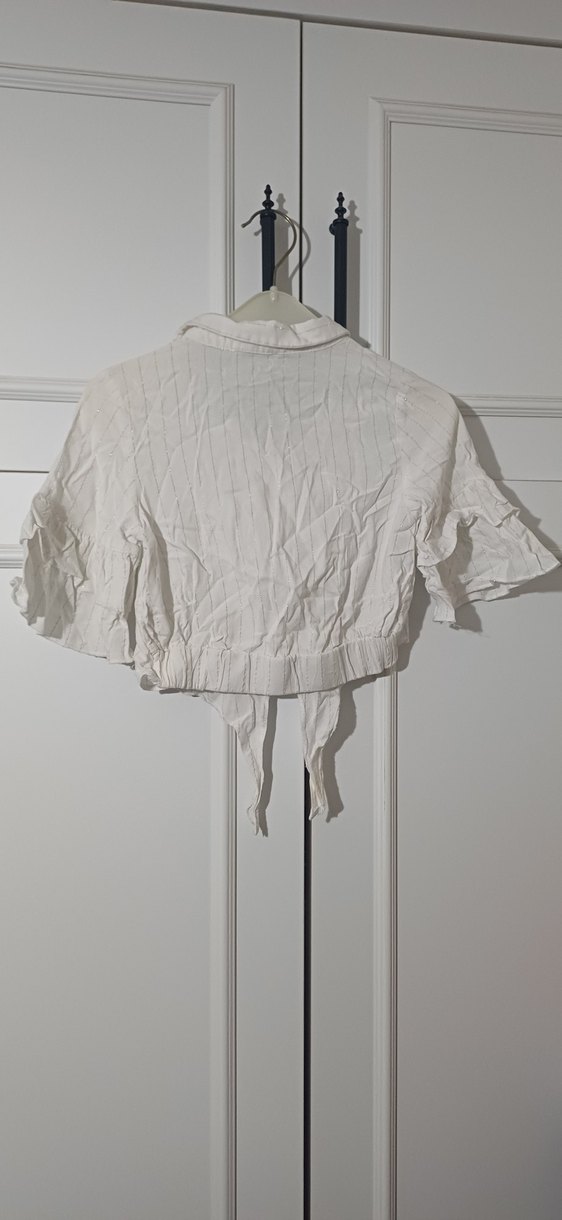 Kısa Kollu Keten Mini Gömlek - Görsel 4