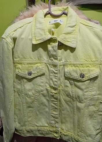 xs Beden sarı Renk Etiketli mango denim ceket