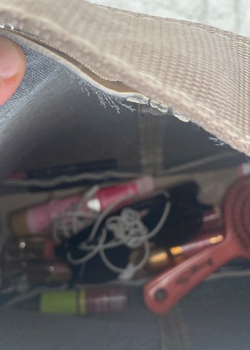 Bej Süet Fermuarlı Kadın Çanta - Görsel 2