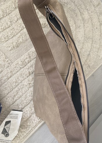 Bej Süet Fermuarlı Kadın Çanta - Görsel 3