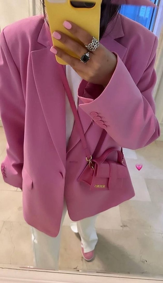 Pembe Kadın Midi Blazer Ceket - Görsel 2