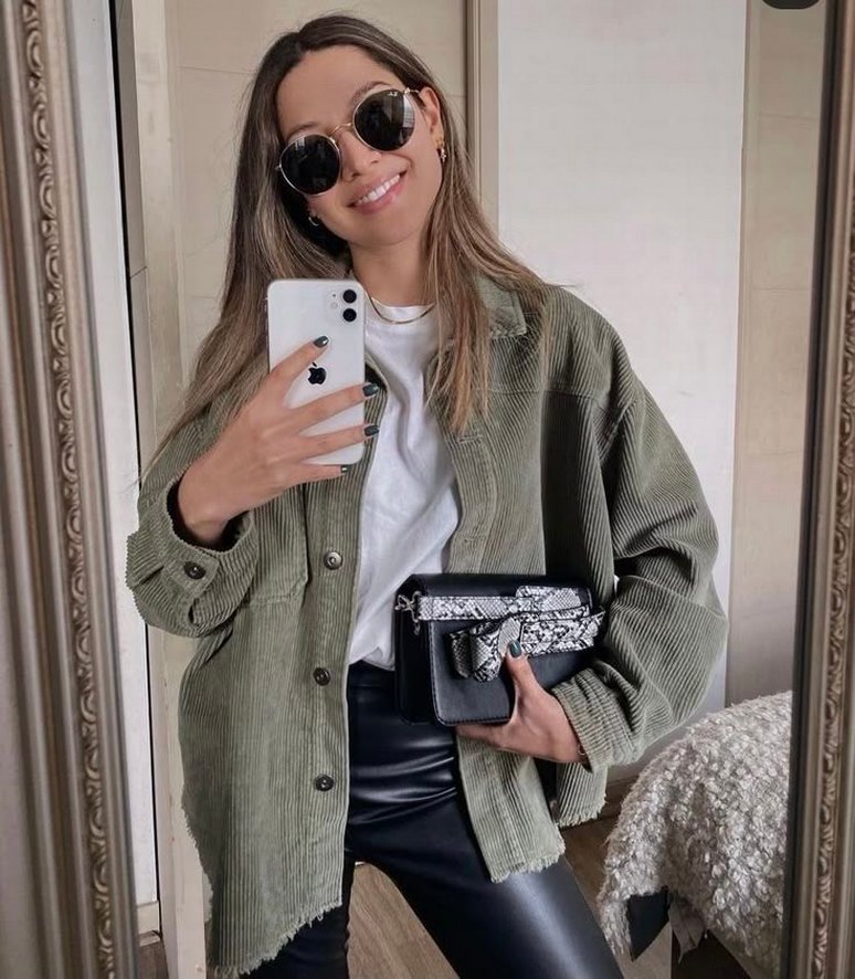 Gri Kadın Düğmeli Oversize Gömlek - Görsel 2