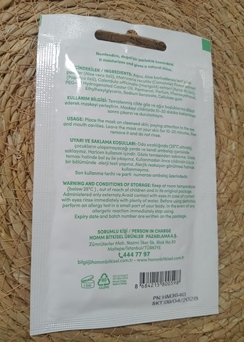 Aloe Vera Kağıt Yüz Maskesi Nemlendirici - Görsel 2