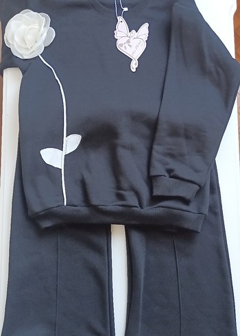 Siyah Kız Sweatshirt ve Eşofman Takımı