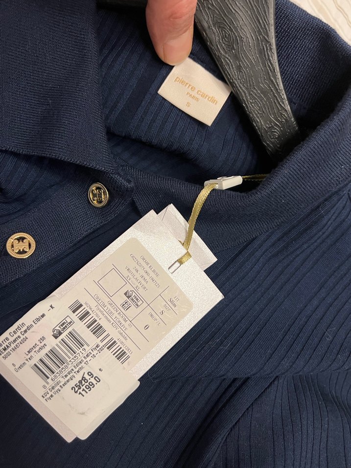 Pierre Cardin,Düğmeli Lacivert Uzun Kollu Kadın Elbise, - Görsel 5