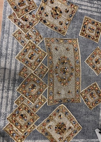 Altın el İşlemeli Bohem Salon takımı 16 parça - Görsel 3