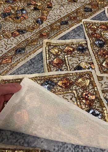 Altın el İşlemeli Bohem Salon takımı 16 parça - Görsel 2