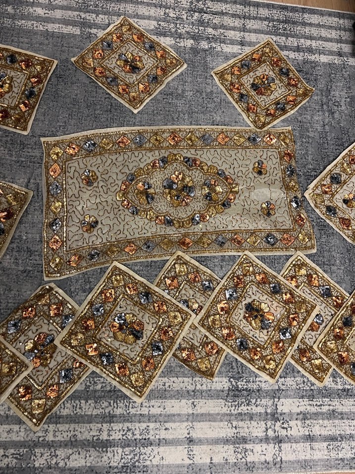 Altın el  İşlemeli Bohem Salon takımı 16 parça - Görsel 4