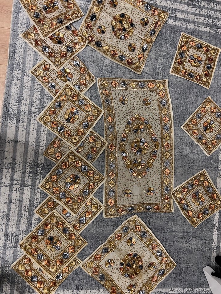 Altın el  İşlemeli Bohem Salon takımı 16 parça - Görsel 3