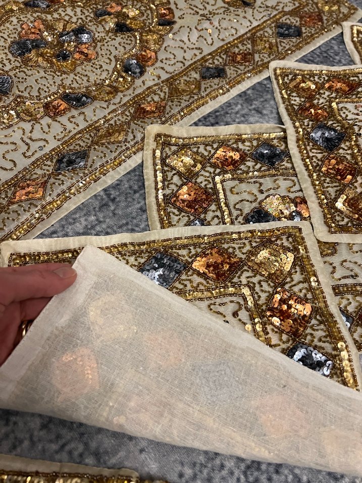 Altın el  İşlemeli Bohem Salon takımı 16 parça - Görsel 2