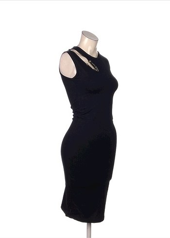 Siyah Kolsuz Midi Elbise - Görsel 2