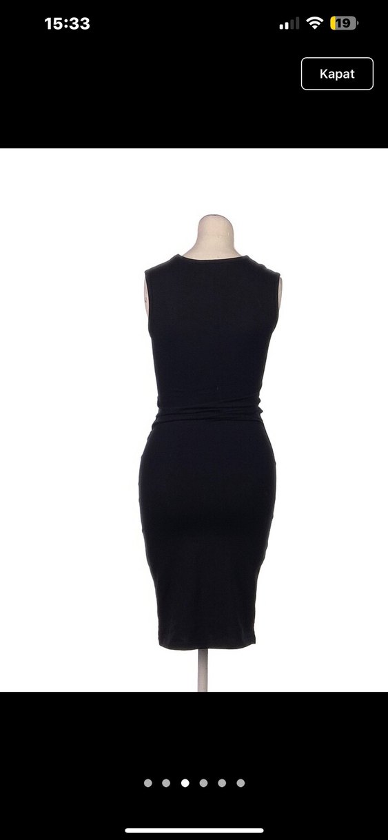 Siyah Kolsuz Midi Elbise - Görsel 3