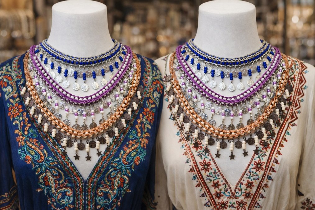 Renkli Bohem kolyeler - Görsel 4