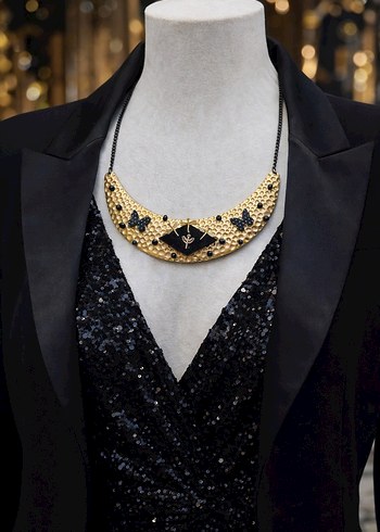 Zincir Detaylı Altın Renk Gotik Midi  kolye - Görsel 3