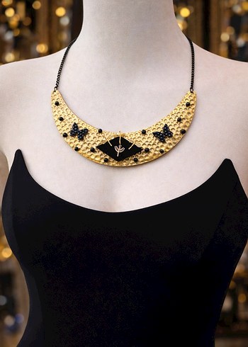 Zincir Detaylı Altın Renk Gotik Midi  kolye - Görsel 2