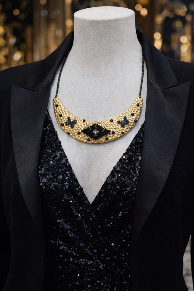 Zincir Detaylı Altın Renk Gotik Midi  kolye - Görsel 3