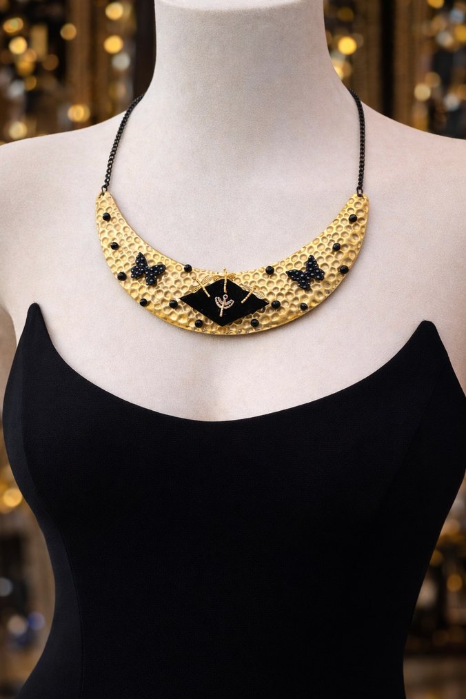 Zincir Detaylı Altın Renk Gotik Midi  kolye - Görsel 2