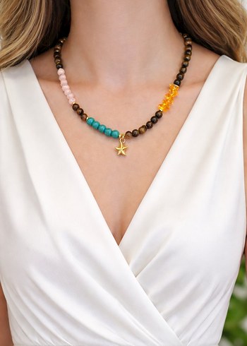 Renkli Boncuklu Bohem kolyeler - Görsel 6