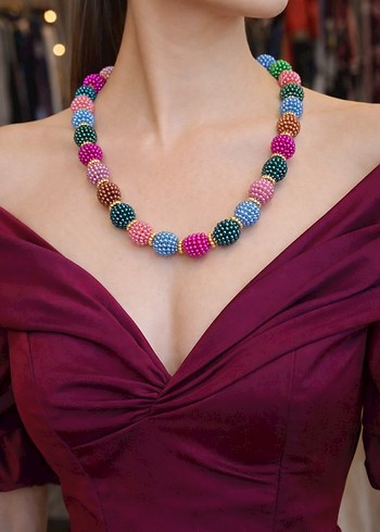 Renkli Boncuklu Bohem kolyeler - Görsel 2