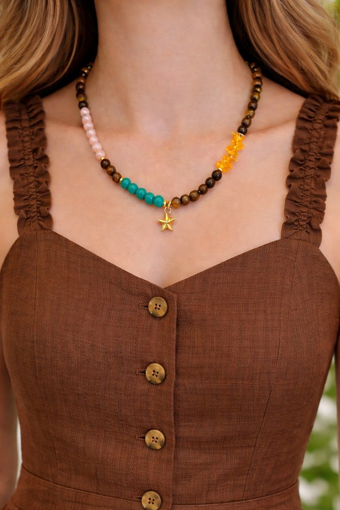 Renkli Boncuklu Bohem kolyeler - Görsel 5