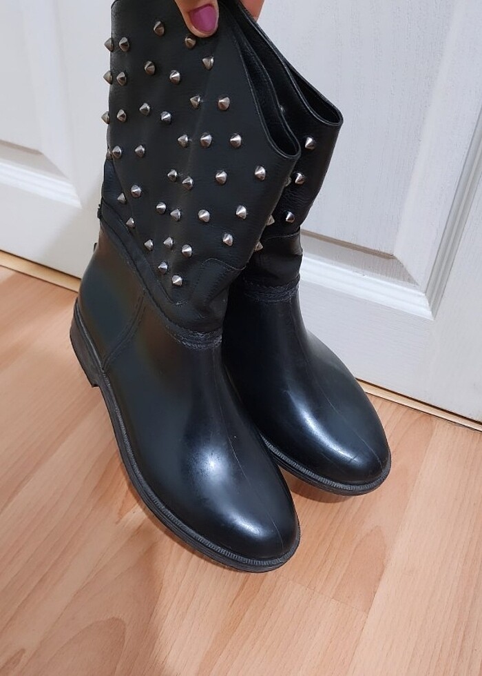 Siyah bot Zımbalı yagmur botu - Görsel 5