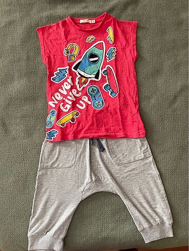 Denokids 8 Yaş Denokids Tişört Kapri Penye Takım