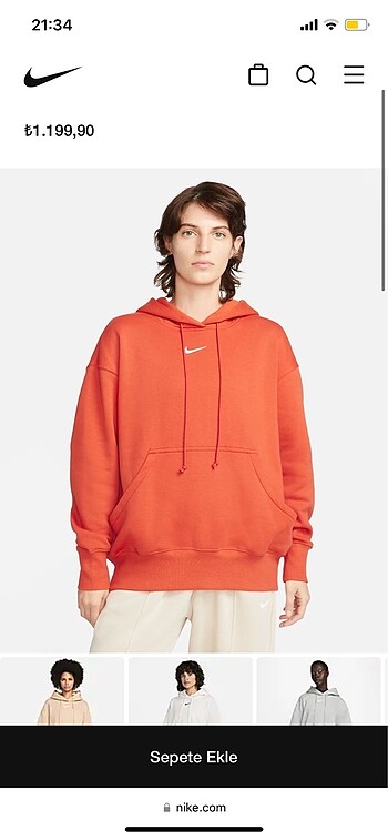 Nike bol kesim sweatshirt
