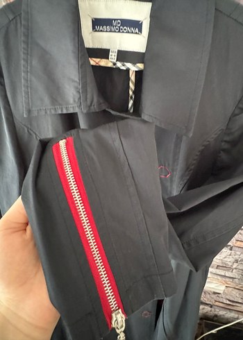 Massimo Dutti Siyah Uzun Goth Düğmeli Kadın trenckot
