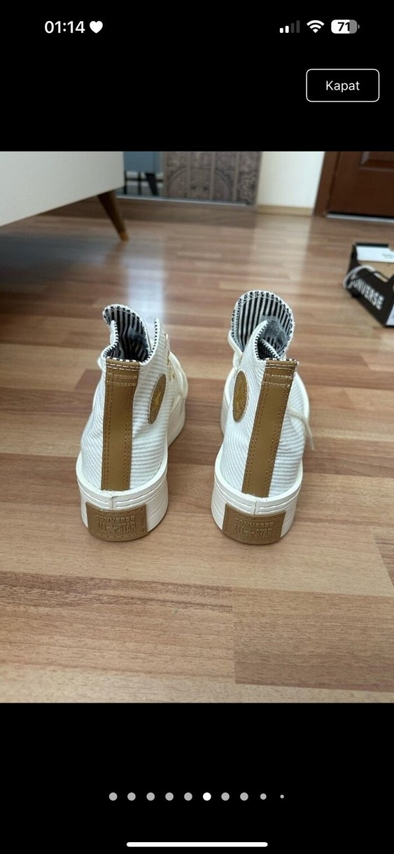 Beyaz Platform Topuklu Converse Kadın Spor Ayakkabı - Görsel 4