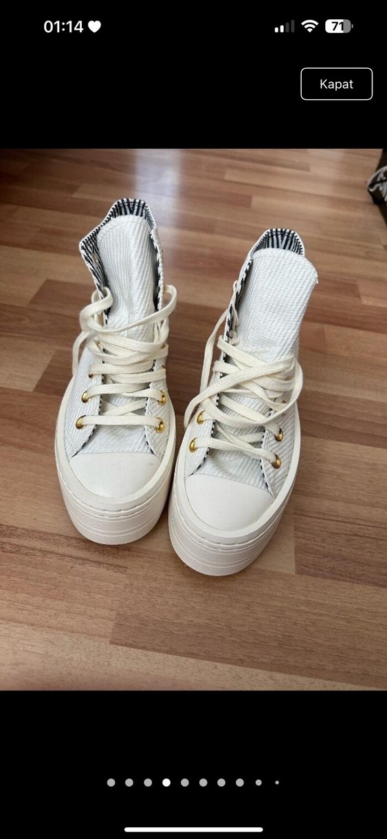 Beyaz Platform Topuklu Converse Kadın Spor Ayakkabı - Görsel 2