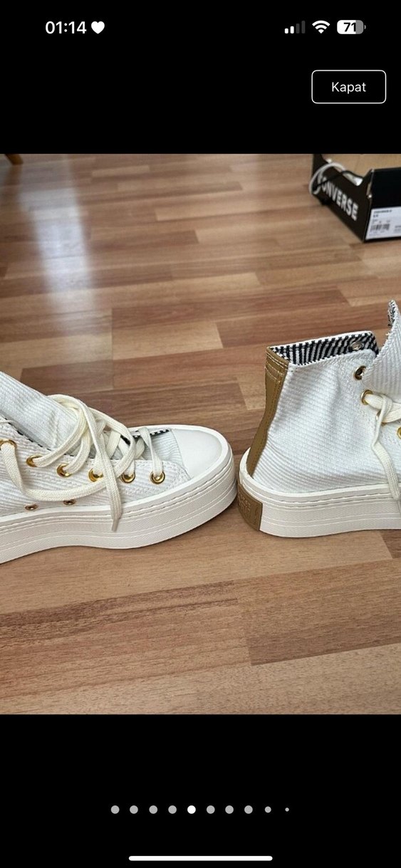 Beyaz Platform Topuklu Converse Kadın Spor Ayakkabı - Görsel 3