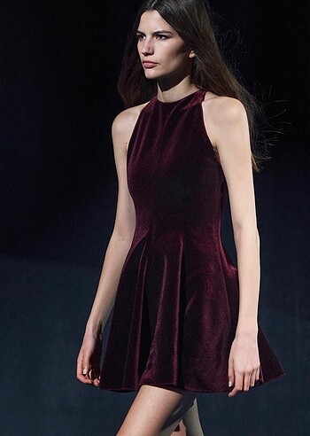 Zara kadife bordo elbise