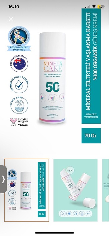 Mineral care Mineralli 0 organik güneş kremi