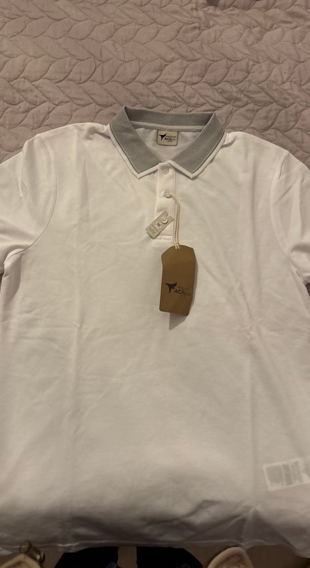 Gri Yaka Detaylı Beyaz Erkek Polo Tişört - Görsel 2