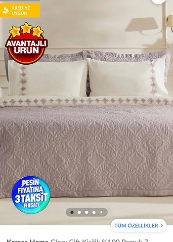 Lila Nakışlı KaracaHome Yatak Örtüsü Seti - Görsel 3