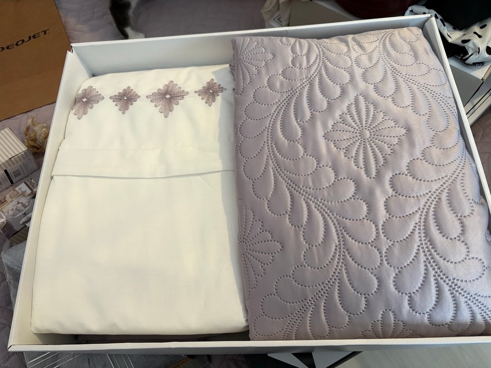 Lila Nakışlı KaracaHome Yatak Örtüsü Seti - Görsel 2