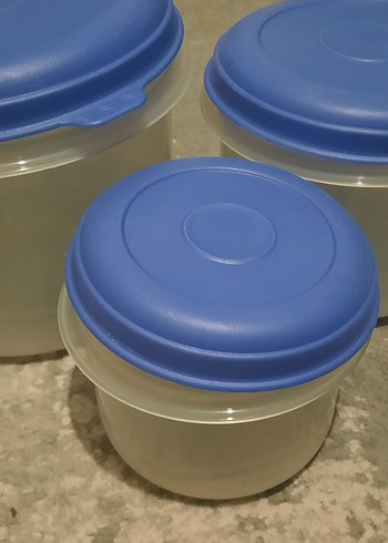 Mavi Kapaklı Plastik Saklama Kabı Seti