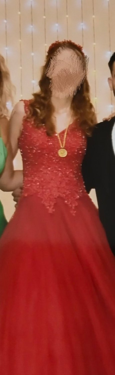 Klasik Şıklıkta Kırmızı Uzun Abiye Elbise - Görsel 5