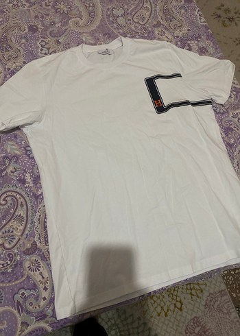 Diğer Erkek Kısa Kollu Beyaz Tişört Velcro Detaylı