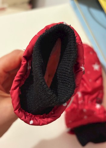 Kız Çocuk Kar Desenli Kırmızı Eldiven - Görsel 3