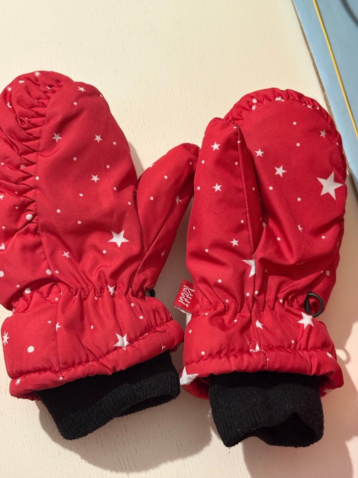Kız Çocuk Kar Desenli Kırmızı Eldiven - Görsel 2