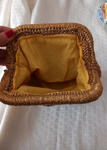 Örgü Altın Kadın Portföy Çanta - Görsel 4