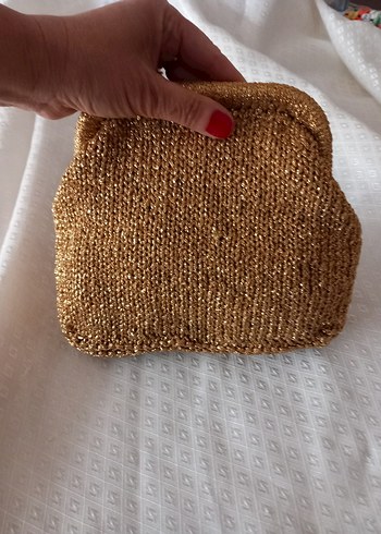 Örgü Altın Kadın Portföy Çanta - Görsel 5