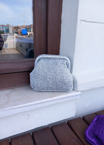 Gri Örgü Kadın Portföy Çanta - Görsel 3