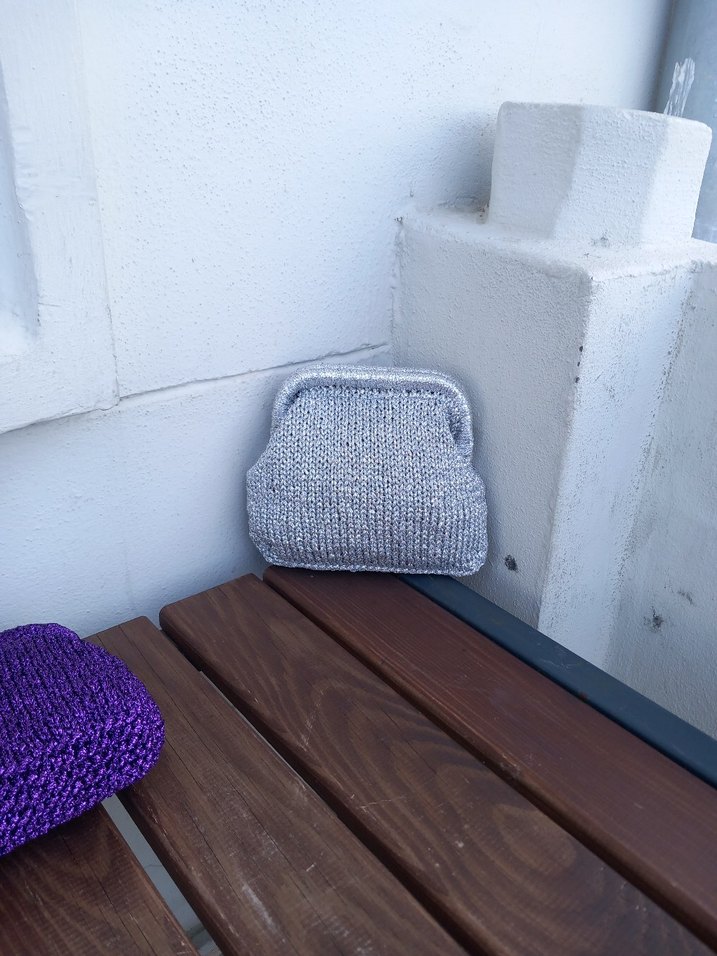 Gri Örgü Kadın Portföy Çanta - Görsel 2