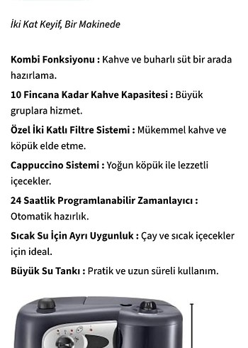 Gri DeLonghi Kahve Makinesi 35x25,5 cm - Görsel 7