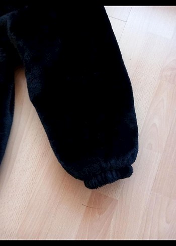 Siyah Kadın Midi Boy Kürk Detaylı Mont - Görsel 5