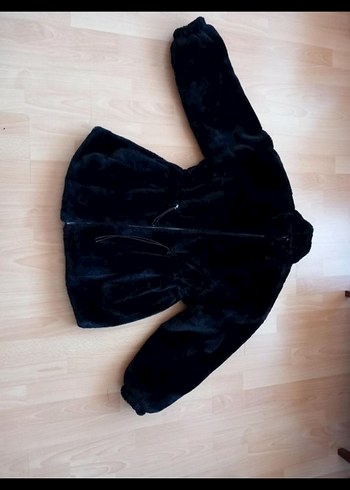 Siyah Kadın Midi Boy Kürk Detaylı Mont - Görsel 3