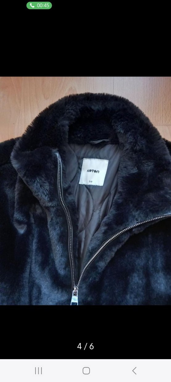 Siyah Kadın Midi Boy Kürk Detaylı Mont - Görsel 4