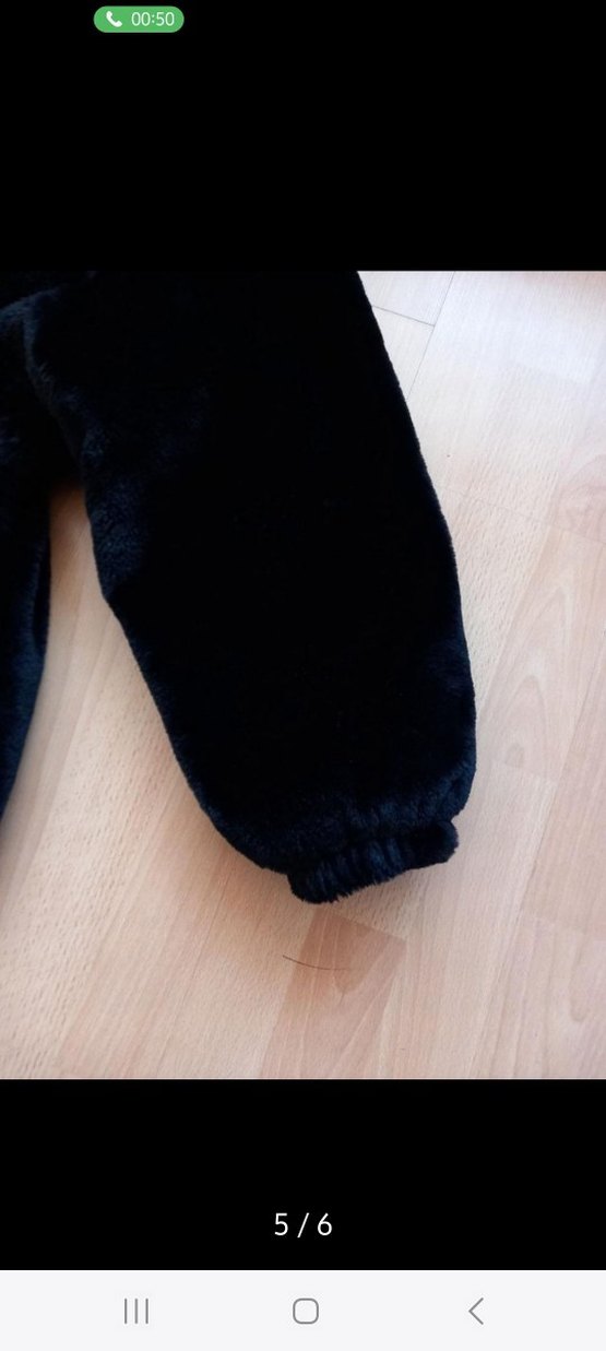 Siyah Kadın Midi Boy Kürk Detaylı Mont - Görsel 5